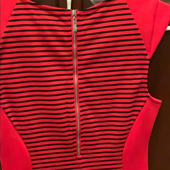 Guess Chinese Red Color Block Striped Dress - Picture 3 of 5